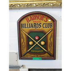 Replica billiards club sign