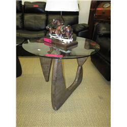 NEW - Round glass top end table