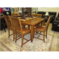 Vintage Oak crank table with 6 chairs