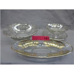 4 Vintage silver overlay dishes