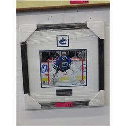 Framed Roberto Luongo Canucks picture on plaque