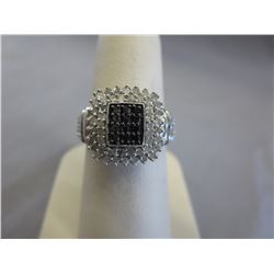 Over 1 Carat White & Black Diamond Cocktail ring