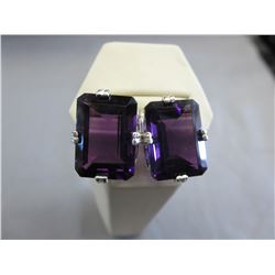 New 28.51 CT Amethyst Solitaire Earrings