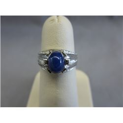 10KT White Gold Synthetic Star Sapphire Ring