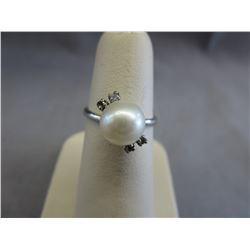 10KT White Gold Freshwater & White Topaz Ring