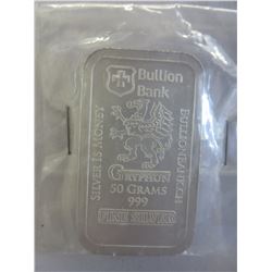 FIRST RELEASE 50 Gram Gryphon Silver Bar