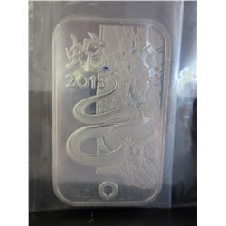 2013 Year of the Snake Silver Bar