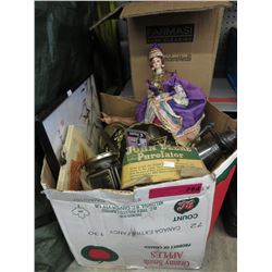 Box of assorted decorative household items