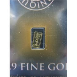 2 x 1 Grain .9999 Fine Gold bullion Investor bars