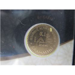 91.6% Gold 0.1 gram Turkish Mint Investor round