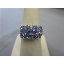 Blue Tanzanite & Diamond studded ring