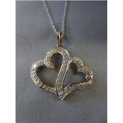 Over 1/2 CT Double Heart Diamond Necklace