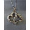 Image 1 : Over 1/2 CT Double Heart Diamond Necklace