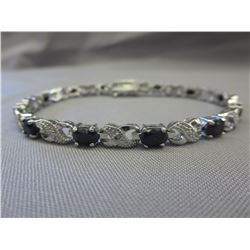 6.05 CTW Blue Sapphire & Diamond tennis bracelet