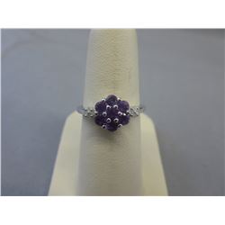 Purple Amethyst & Diamond cluster ring