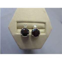 NEW - 2 CT Garnet & Diamond Stud Earrings