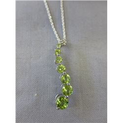Green Peridot & Diamond Journey Style Necklace