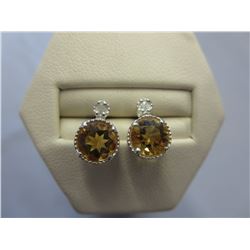NEW - Sterling Silver, Citrine & Diamond earrings