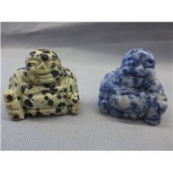 2 Hand Carved gemstone Buddha
