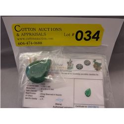 Museum size 63 CT pear cut Green Emerald