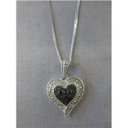 Sterling Silver Black Diamond heart necklace