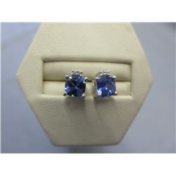 NEW - Sterling Silver Tanzanite & Diamond earrings