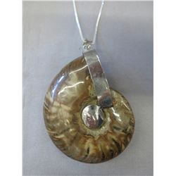 607 CT Ammonite Fossil with silver chain
