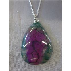Pear cut - Pink Dragon Vein gemstone necklace