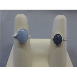 2 x .925 Silver Chalcedony & Tanzanite Rings