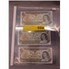 Image 1 : 3 Uncirculated old Canadian $1 bills