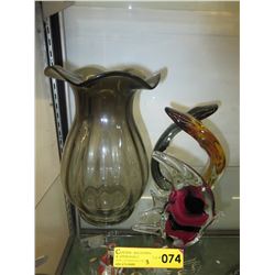 Art glass vase & ornaments