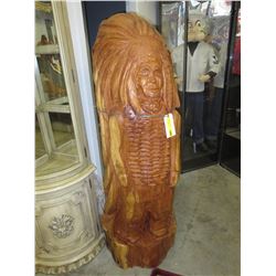 Cedar chainsaw carving - Native Warrior Chief