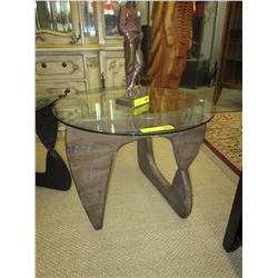 NEW - Round glass top end table