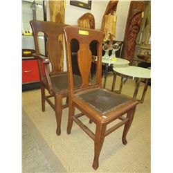 2 Vintage Oak Canadiana T-back chairs