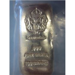 100 Gram .999 Fine Silver Scottsdale loaf