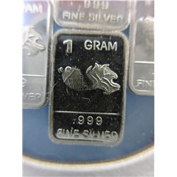 4 x 1 Gram .999 Fine Silver Koi motif art bars