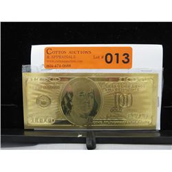 .999 Gold foil American Ben Franklin note