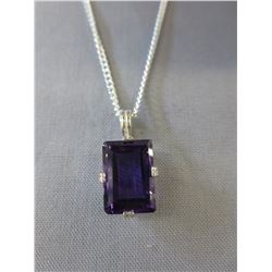 8.92 CT Emerald cut Purple Amethyst necklace