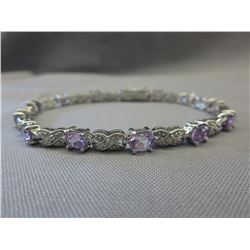 6.02 CT Purple Amethyst & Diamond tennis bracelet