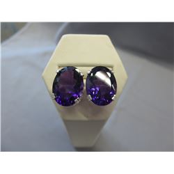 New 17.73 CT Oval Cut Amethyst Earrings