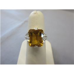6.08 CT Emerald cut Citrine solitaire ring