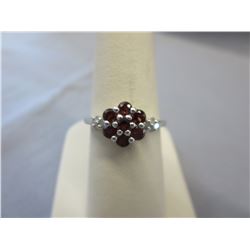 Garnet cluster ring set with 8 Diamonds