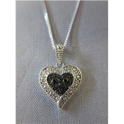 Sterling Silver Black Diamond heart necklace