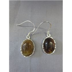 New Sterling Silver Tiger's Eye Drop Earrings