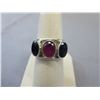 Image 1 : NEW - Sterling Silver 3 stone Sapphire & Ruby ring