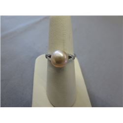 New Pink Freshwater Pearl & Crystal ring