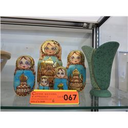 Hand painted nesting dolls & vase