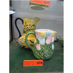 2 Glazed ceramic water jugs
