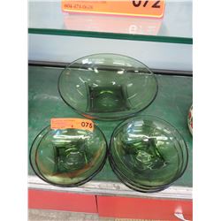 Vintage 6 Piece green glass salad set