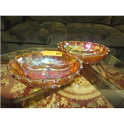 2 x 1970's Carnival Glass Footed Bowls